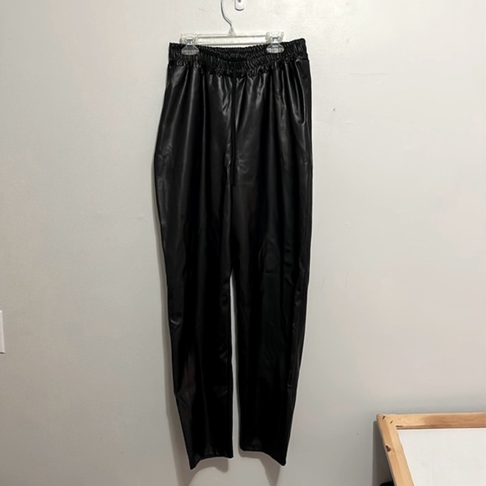 Nasty Gal Faux leather black jogger pants size 10